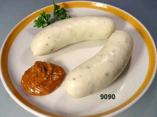 Weißwurst-Paar mit Senf